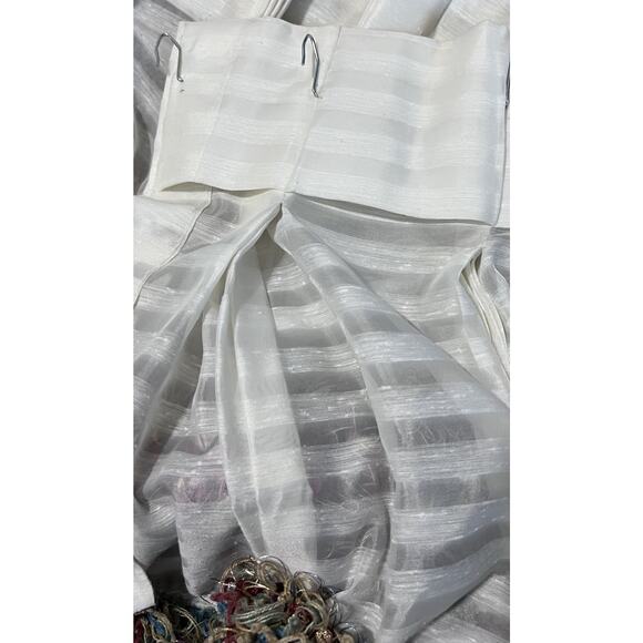 Vintage Custom Designer Pinch Pleat Ivory Valance Rustic Bohemian Fringe 94” - Picture 6 of 6